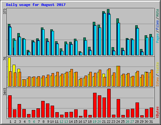 Daily usage for August 2017
