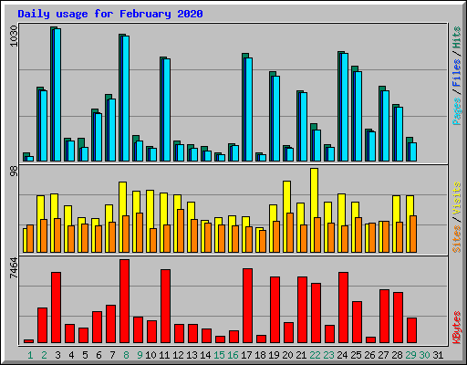 Daily usage for February 2020